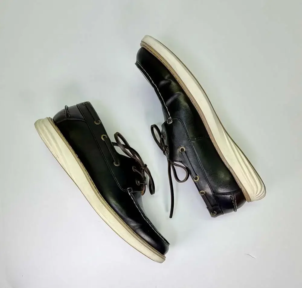 Nautica‎ Men's Moc Toe Boat Shoes with White Sole Size 9.5 Man-made Material